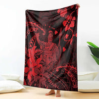 Hawaii King Kamehameha Day Blanket Polynesian Pattern Mix Hibiscus Red LT05 - Polynesian Pride