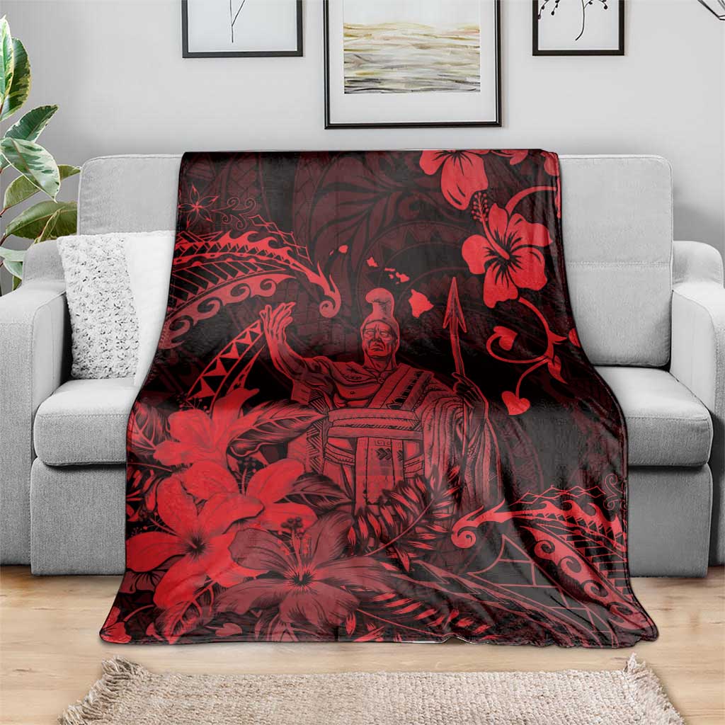 Hawaii King Kamehameha Day Blanket Polynesian Pattern Mix Hibiscus Red LT05 - Polynesian Pride