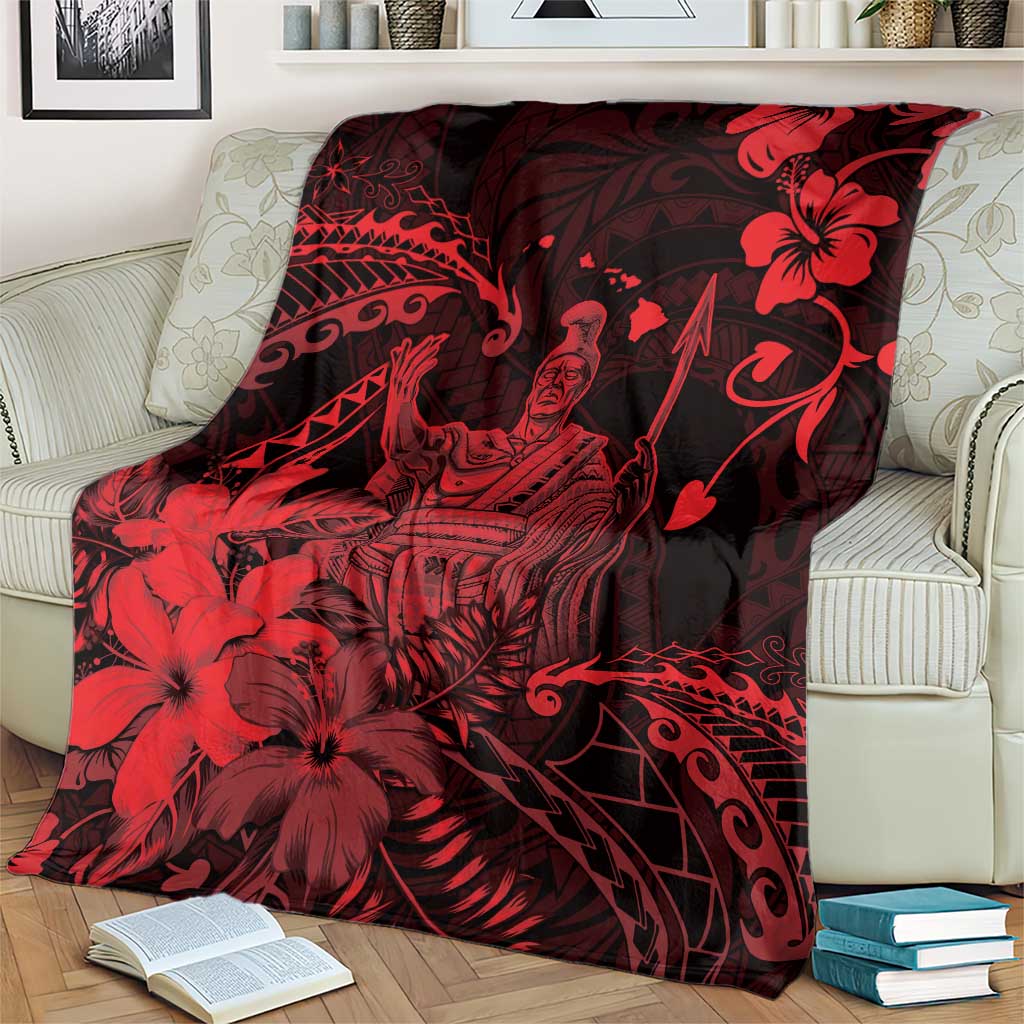 Hawaii King Kamehameha Day Blanket Polynesian Pattern Mix Hibiscus Red LT05 - Polynesian Pride