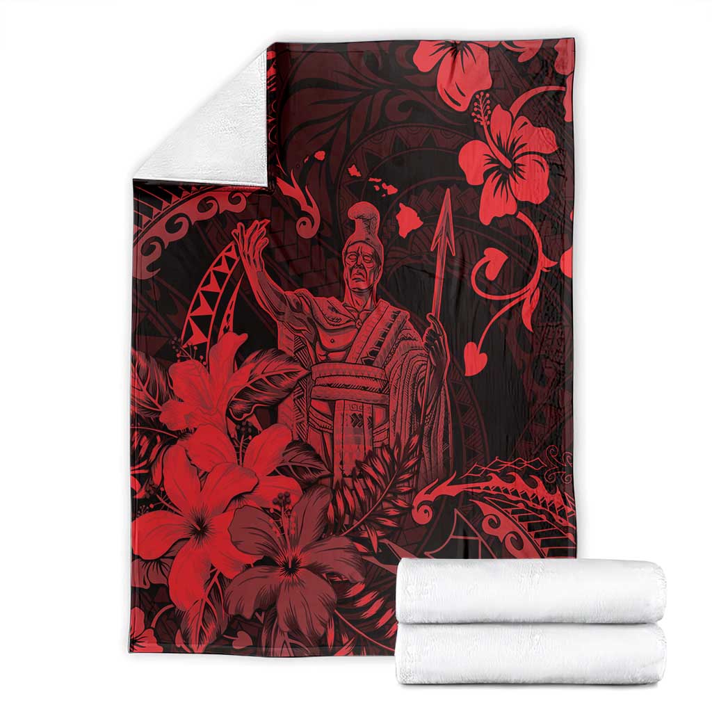 Hawaii King Kamehameha Day Blanket Polynesian Pattern Mix Hibiscus Red LT05 - Polynesian Pride