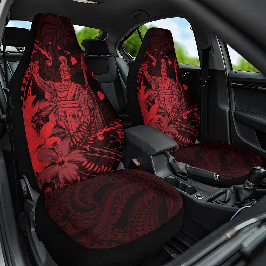 Hawaii King Kamehameha Day Car Seat Cover Polynesian Pattern Mix Hibiscus Red LT05 One Size Red - Polynesian Pride
