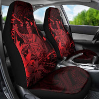 Hawaii King Kamehameha Day Car Seat Cover Polynesian Pattern Mix Hibiscus Red LT05 - Polynesian Pride