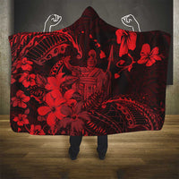 Hawaii King Kamehameha Day Hooded Blanket Polynesian Pattern Mix Hibiscus Red LT05 - Polynesian Pride