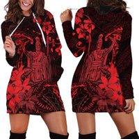 Hawaii King Kamehameha Day Hoodie Dress Polynesian Pattern Mix Hibiscus Red LT05 - Polynesian Pride