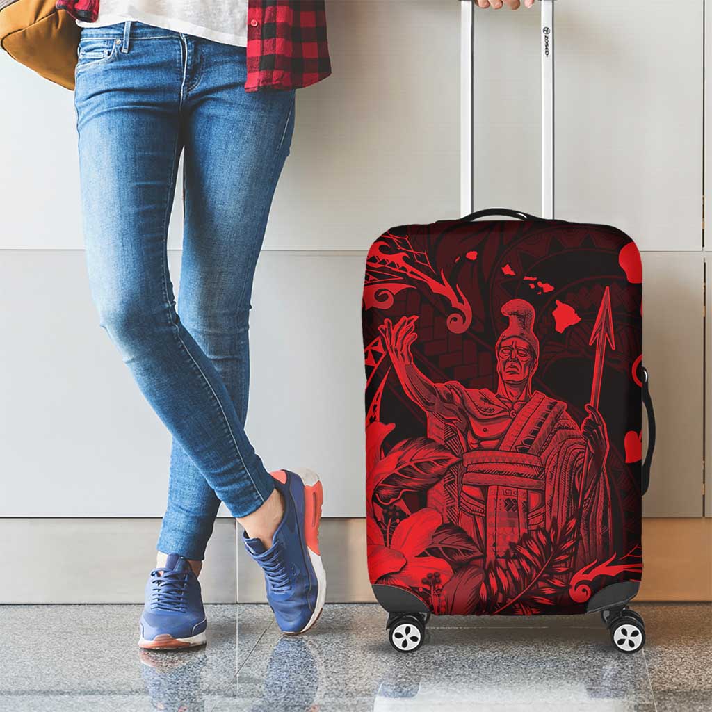 Hawaii King Kamehameha Day Luggage Cover Polynesian Pattern Mix Hibiscus Red LT05 - Polynesian Pride