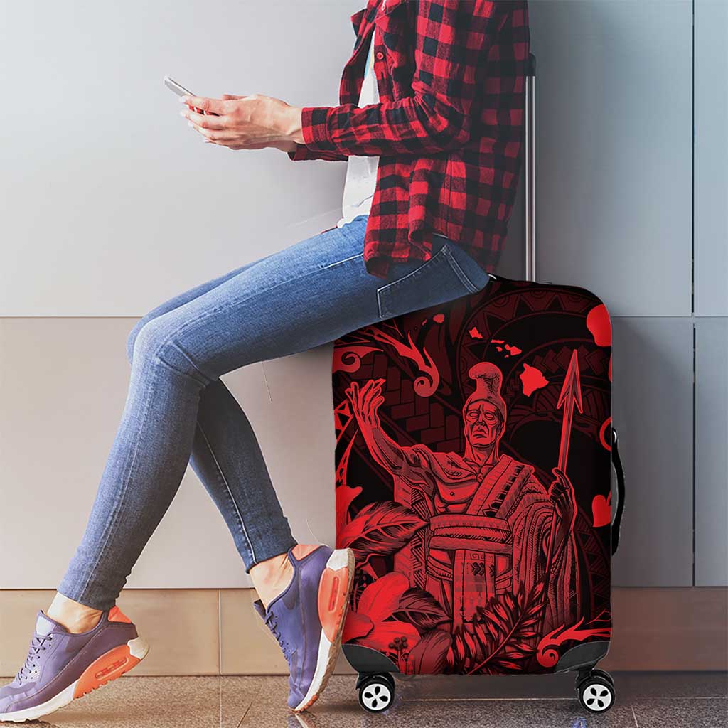 Hawaii King Kamehameha Day Luggage Cover Polynesian Pattern Mix Hibiscus Red LT05 - Polynesian Pride