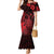 Hawaii King Kamehameha Day Mermaid Dress Polynesian Pattern Mix Hibiscus Red