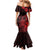 Hawaii King Kamehameha Day Mermaid Dress Polynesian Pattern Mix Hibiscus Red