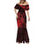 Hawaii King Kamehameha Day Mermaid Dress Polynesian Pattern Mix Hibiscus Red