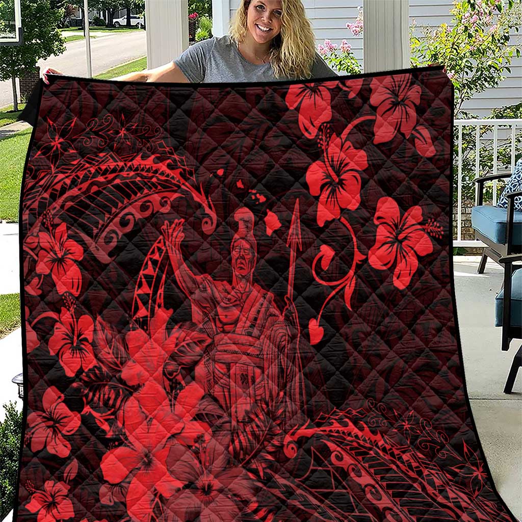 Hawaii King Kamehameha Day Quilt Polynesian Pattern Mix Hibiscus Red LT05 Red - Polynesian Pride