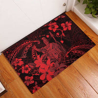 Hawaii King Kamehameha Day Rubber Doormat Polynesian Pattern Mix Hibiscus Red LT05 - Polynesian Pride