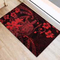 Hawaii King Kamehameha Day Rubber Doormat Polynesian Pattern Mix Hibiscus Red LT05 - Polynesian Pride