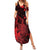 Hawaii King Kamehameha Day Summer Maxi Dress Polynesian Pattern Mix Hibiscus Red