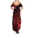 Hawaii King Kamehameha Day Summer Maxi Dress Polynesian Pattern Mix Hibiscus Red