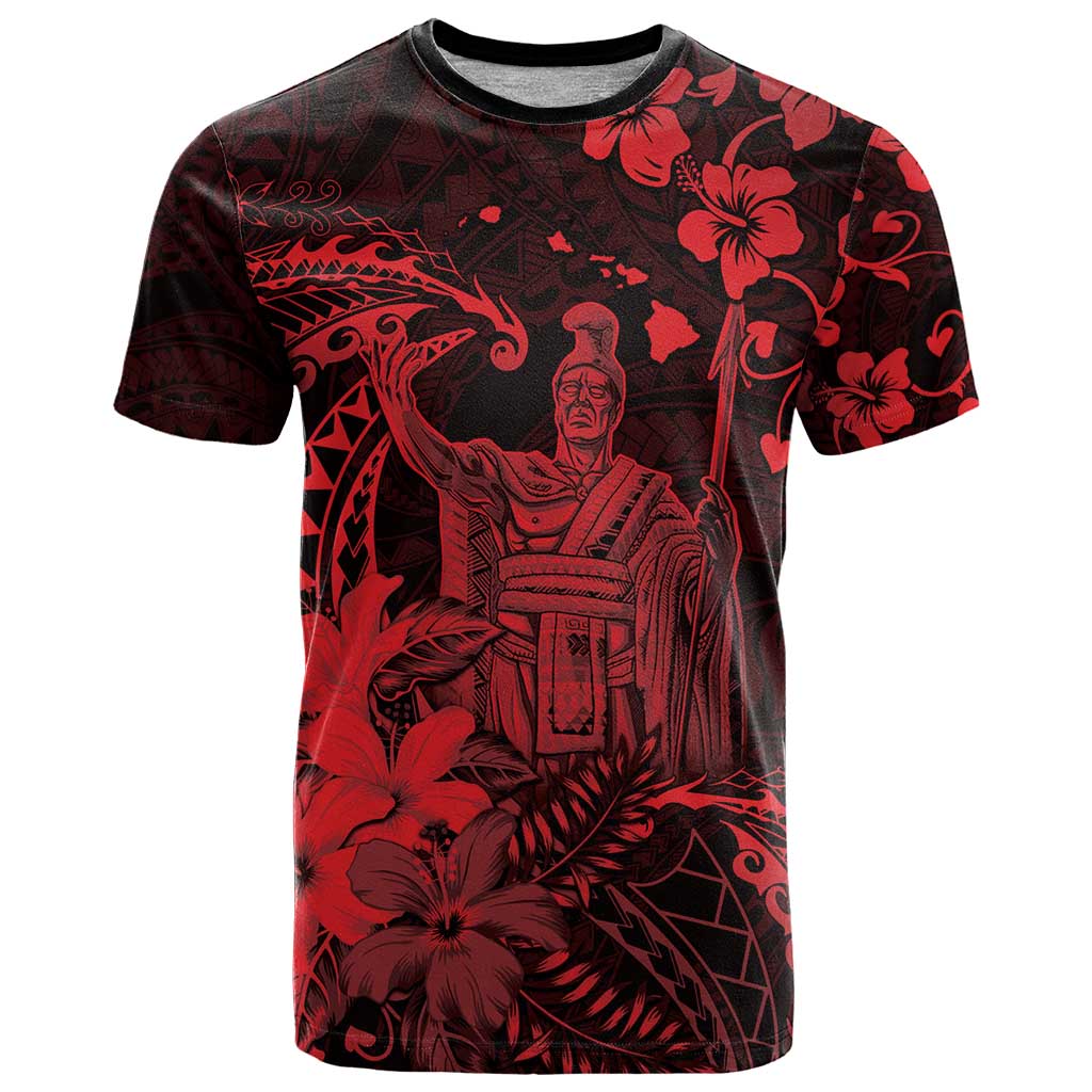 Hawaii King Kamehameha Day T Shirt Polynesian Pattern Mix Hibiscus Red LT05 Red - Polynesian Pride