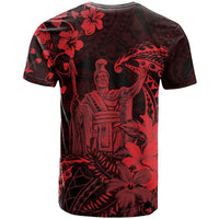 Hawaii King Kamehameha Day T Shirt Polynesian Pattern Mix Hibiscus Red LT05 - Polynesian Pride