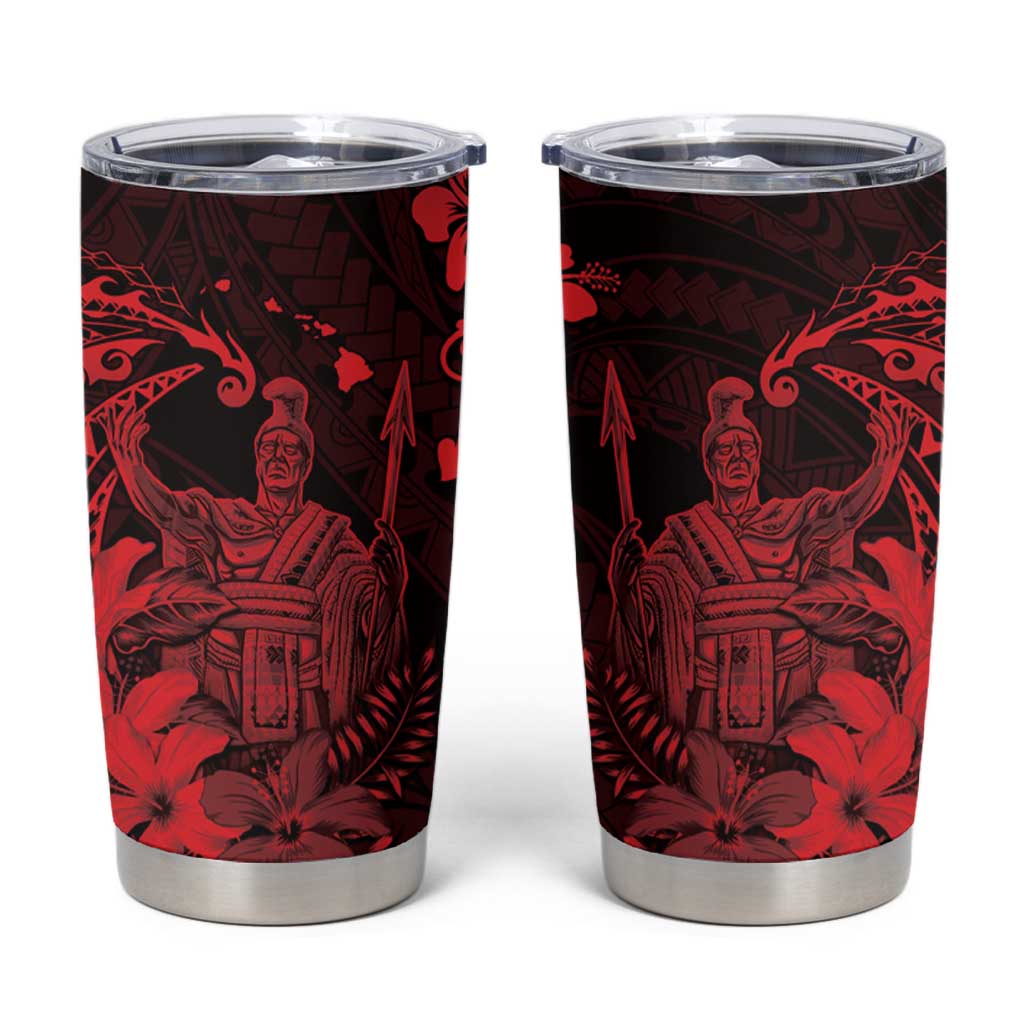 Hawaii King Kamehameha Day Tumbler Cup Polynesian Pattern Mix Hibiscus Red LT05 Red - Polynesian Pride