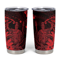 Hawaii King Kamehameha Day Tumbler Cup Polynesian Pattern Mix Hibiscus Red LT05 Red - Polynesian Pride
