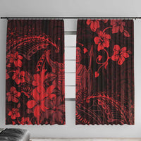 Hawaii King Kamehameha Day Window Curtain Polynesian Pattern Mix Hibiscus Red LT05 With Hooks Red - Polynesian Pride
