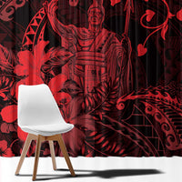 Hawaii King Kamehameha Day Window Curtain Polynesian Pattern Mix Hibiscus Red LT05 - Polynesian Pride