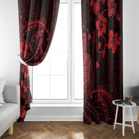 Hawaii King Kamehameha Day Window Curtain Polynesian Pattern Mix Hibiscus Red LT05 - Polynesian Pride