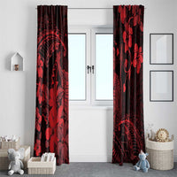 Hawaii King Kamehameha Day Window Curtain Polynesian Pattern Mix Hibiscus Red LT05 - Polynesian Pride