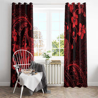 Hawaii King Kamehameha Day Window Curtain Polynesian Pattern Mix Hibiscus Red LT05 - Polynesian Pride