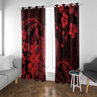 Hawaii King Kamehameha Day Window Curtain Polynesian Pattern Mix Hibiscus Red LT05 With Grommets Red - Polynesian Pride