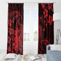 Hawaii King Kamehameha Day Window Curtain Polynesian Pattern Mix Hibiscus Red LT05 - Polynesian Pride