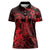 Hawaii King Kamehameha Day Women Polo Shirt Polynesian Pattern Mix Hibiscus Red