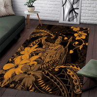 Hawaii King Kamehameha Day Area Rug Polynesian Pattern Mix Hibiscus Gold LT05 Gold - Polynesian Pride