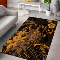 Hawaii King Kamehameha Day Area Rug Polynesian Pattern Mix Hibiscus Gold LT05 - Polynesian Pride