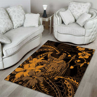 Hawaii King Kamehameha Day Area Rug Polynesian Pattern Mix Hibiscus Gold LT05 - Polynesian Pride