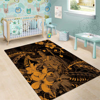 Hawaii King Kamehameha Day Area Rug Polynesian Pattern Mix Hibiscus Gold LT05 - Polynesian Pride