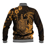 Hawaii King Kamehameha Day Baseball Jacket Polynesian Pattern Mix Hibiscus Gold LT05 - Polynesian Pride