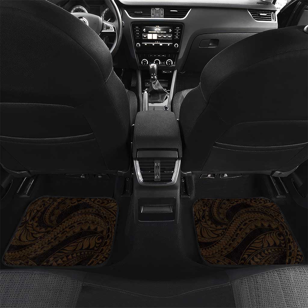 Hawaii King Kamehameha Day Car Mats Polynesian Pattern Mix Hibiscus Gold LT05 Set 2pcs - Back Gold - Polynesian Pride