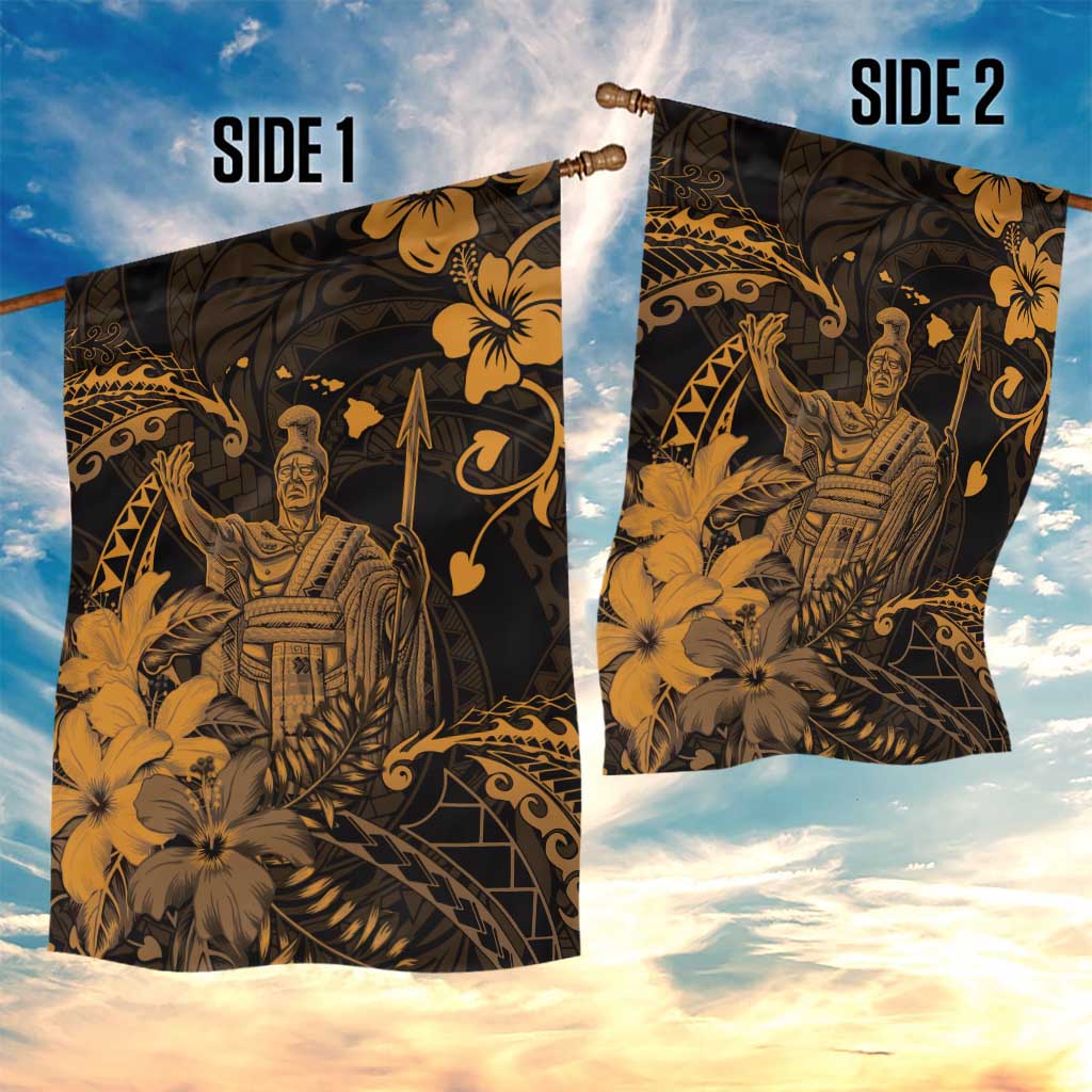 Hawaii King Kamehameha Day Garden Flag Polynesian Pattern Mix Hibiscus Gold LT05 - Polynesian Pride