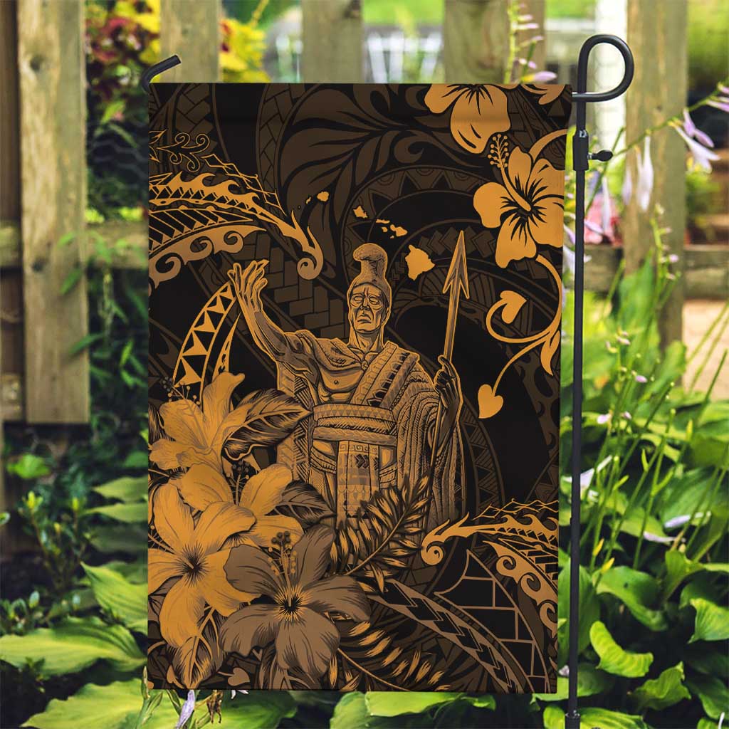 Hawaii King Kamehameha Day Garden Flag Polynesian Pattern Mix Hibiscus Gold LT05 Garden Flag Gold - Polynesian Pride