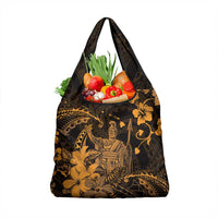 Hawaii King Kamehameha Day Grocery Bag Polynesian Pattern Mix Hibiscus Gold LT05 1-pack One Size Gold - Polynesian Pride