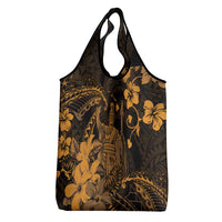 Hawaii King Kamehameha Day Grocery Bag Polynesian Pattern Mix Hibiscus Gold LT05 - Polynesian Pride