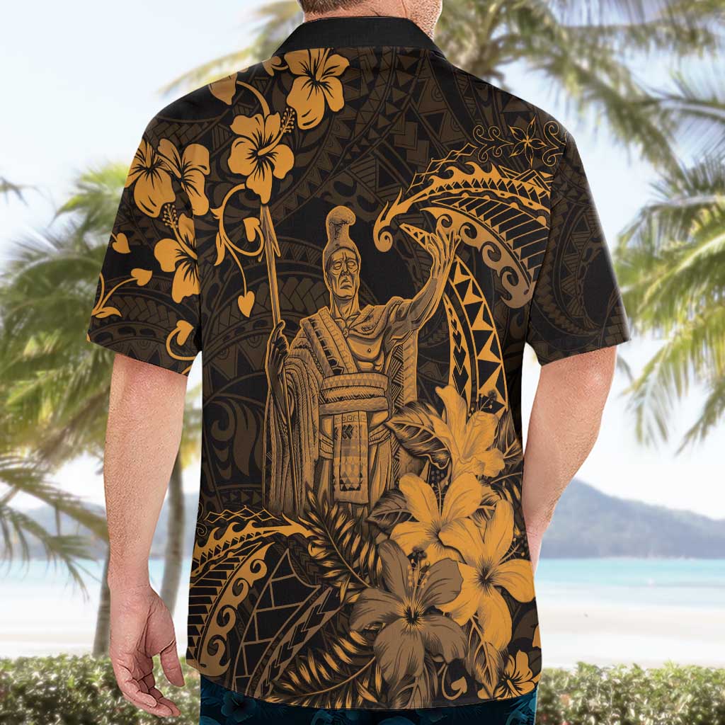 Hawaii King Kamehameha Day Hawaiian Shirt Polynesian Pattern Mix Hibiscus Gold LT05 - Polynesian Pride