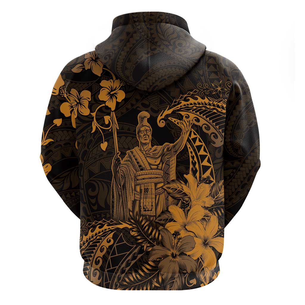 Hawaii King Kamehameha Day Hoodie Polynesian Pattern Mix Hibiscus Gold LT05 - Polynesian Pride