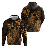 Hawaii King Kamehameha Day Hoodie Polynesian Pattern Mix Hibiscus Gold LT05 - Polynesian Pride