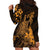 Hawaii King Kamehameha Day Hoodie Dress Polynesian Pattern Mix Hibiscus Gold