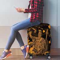 Hawaii King Kamehameha Day Luggage Cover Polynesian Pattern Mix Hibiscus Gold LT05 - Polynesian Pride