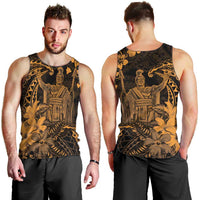 Hawaii King Kamehameha Day Men Tank Top Polynesian Pattern Mix Hibiscus Gold LT05 - Polynesian Pride