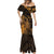 Hawaii King Kamehameha Day Mermaid Dress Polynesian Pattern Mix Hibiscus Gold