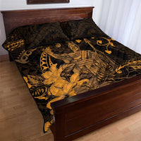 Hawaii King Kamehameha Day Quilt Bed Set Polynesian Pattern Mix Hibiscus Gold LT05 - Polynesian Pride
