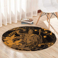 Hawaii King Kamehameha Day Round Carpet Polynesian Pattern Mix Hibiscus Gold LT05 - Polynesian Pride