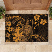 Hawaii King Kamehameha Day Rubber Doormat Polynesian Pattern Mix Hibiscus Gold LT05 Gold - Polynesian Pride